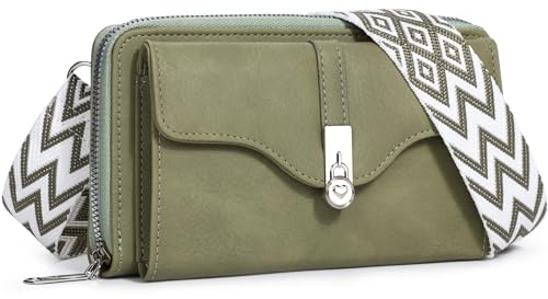 Muiyukka Handytasche zum Umhängen, PU Leder Kleine Umhängetasche Damen mit Geldbörse Kartenfächer, Crossbody Tasche Handytasche Portemonnaie Geldbörse Kompatible für Frauen, Grün