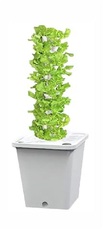 UEGFSIJRF Hydroponischer Wachstumsturm, Leises Pumpen-Garten-Anbausystem Mit Wassertank, Automatisches Bewässerungssystem for Kräuter, Obst Und Gemüse(White,25holes)