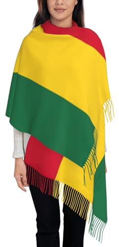 sttung Damenschal mit Flagge von Ghana, lange Quaste, Schal, Herbst, Winter, modisch, weich, warm, Kaschmir-Schal, Schwarz , One size