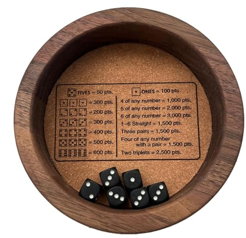 Qiwieod Farkle Würfeltablett Mit 6 Würfeln, Farkle Klassisches Würfelspiel Mit Tablett, Würfeltablett Aus Für Das Klassische Farkle-Würfelspiel, Farkle Würfelspiel-Begleiter