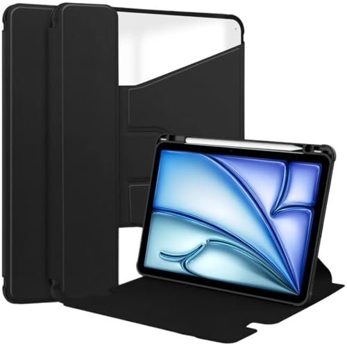 MQVQAUBST Funda for Tableta Compatible con Lenovo Xiaoxin Pad 2024 TB331FC/Tab M11 con rotación de 360 Grados, Soporte acrílico con portalápices(Black,For Xiaoxin Pad 2024)