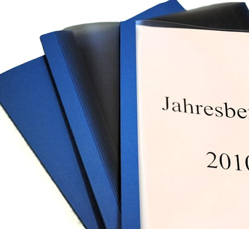 Lot de 50 chemises de reliure thermique, format A4, avec structure en lin, bleu océan, transparent satiné, VPE = 50 reliures de documents (2,0 mm = 11 à 20 feuilles)