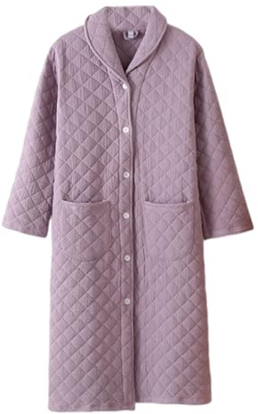 CRETUAO Bata invierno gasa algodón para mujer, bata cálida gruesa y acolchada con botones bata de baño tipo yukata para sauna holgada y transpirable