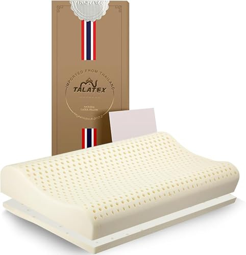 Talatex Kissen aus 100% Naturlatex - Ergonomisches Nackenstützkissen für Seiten- und Rückenschläfer - Verstellbares orthopädisches Kissen -Kein Memory-Schaum (Standard(60×40×12×10) cm)