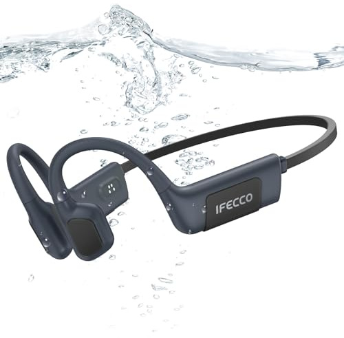 IFECCO Swimming Headphones With 32GB Bluetooth 6.0 IP68 Waterproof | Bone Conduction Underwater Headphones Bluetooth, Open Ear Earbuds with 32GB MP3 Player Memory for Swimming Running Cycling