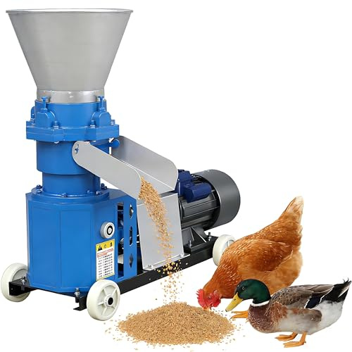 Dfdieratve Futtermittel-Pelletpresse - für Hühner-, Schweine-, Enten-, Rinderfutter, Gras- und Strohpellets, Trocken-/Nassbetrieb, 2 Walzen, 2,5/3/4/6/8 mm Matrize, 100 kg/h Kapazität 4mm