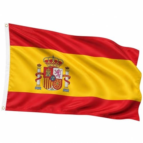 YESAH Bandera de España para Eventos de la Copa Mundial,90x150cm,Bandera Española Grande de Poliéster Resistente con Ojales de Latón, Ideal para Partidos, Aficionados y Eventos al Aire Libre