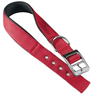 Ferplast Hundehalsband für kleine Hunde, verstellbar, gepolstert, Nylon, Metallschnalle, Halsumfang 23–31 cm, Rot