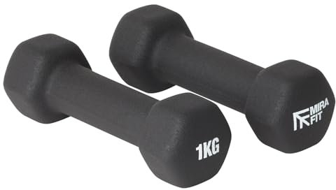 Mirafit Soft Touch Mini Hex Dumbbells - 2 x 1kg