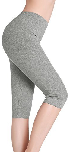 Damen Capri Hose Unter Rock Sommer Leggings Kurz 3/4 Shorts Yoga Tights | Weiche Modal Leggings: Schnitt unterhalb der Knie, atmungsaktiv, eng anliegend, Anti-Reibungs-Schutz unter Kleidern.