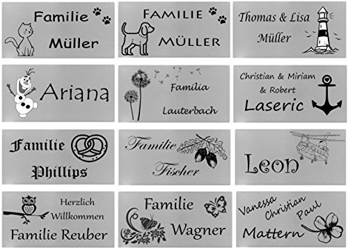ID Türschild mit Bildern und Gravur nach Wunsch Namensschild Edelstahl 5 Größen (120x60 mm)