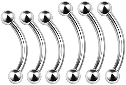 KJM FASHION 6 STK Banana Barbell Ohrringe Piercing Schmuck