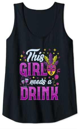 Damen Mardi Gras Dieses Mädchen braucht Ein Drink Madi Gras Maske Tank Top