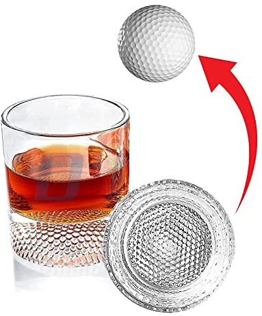 The Wine Savant Golf Gifts for Men Dad, Balls Whiskey Glasses Set, Single Glasses with Ball Dad Birthday from Daughter Son, Retirement Bar Gift Father Him Brother, Cool for Liquor Vodka - Set of 2