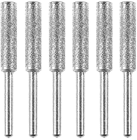 Grinding Stone File, 24PCS Drill Accessory, 5.5mm Diamond Burr Titanium Plated Diamond Chainsaw Sharpener Burr Grinding Stone File for Precise Quick Easy Sharpening of Chain Saw Blade
