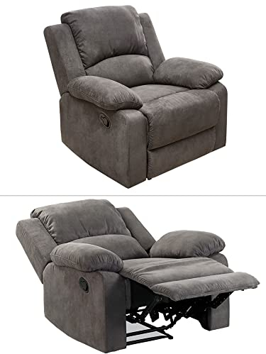 Fernsehsessel mit Tonnentaschenfederkern B97/T87/H97 cm, verstellbarer TV-Sessel durch praktische halbautomatische Relaxfunktion, Bezug Mikrofaser Vintage Anthrazit / 15129