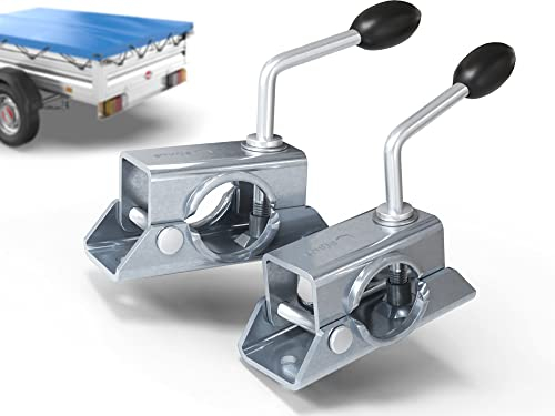 Anhänger Stützrad Halterung aus verzinktem Stahl | Klemmhalter Anhänger für Stützrad & Stützen | Extrem starke Stützradhalter für Ø 48mm Anhängerstütze | 2 Stück