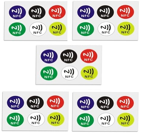 NFC-Sticker 144/168 Byte Speicher, 6 Farben NFC-Tags selbstklebend kompatibel für iPhone NFC-Tag Android