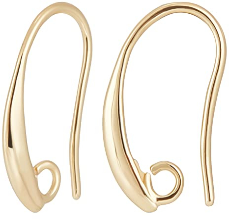 Beebeecraft 1 Box 40 Französische Ohrringhaken 18 Karat Vergoldetes Messing Blank Ohrhaken Mit 2 mm Schlaufen Zubehör Für DIY Frauen Ohrring Schmuckherstellung