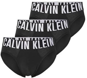 Calvin Klein Hip Brief 3Pk 000NB3607A Slip a Vita Bassa, Nero (Black, Black, Black), S Uomo