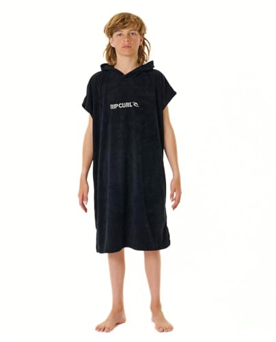 Rip Curl Junior Brand Hooded Towel Changing Robe/Poncho 007BTO - Black/Grey Mens Size - S