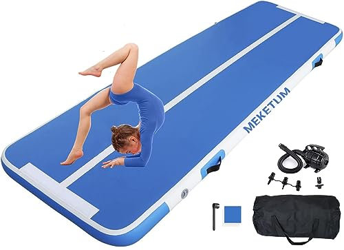 Air Turn Track Matte 2m 3m 4m 5m 10/20cm Dicke Turnen Matten Aufblasbar Gymnastikmatte Rutschfest Sportmatte für Zuhause/Training/Tumbling/Yoga/Outdoor/Fitness (Blau, 5m220)