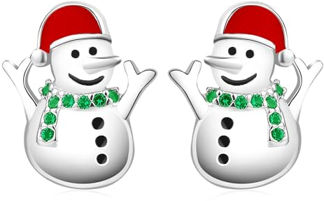 Weihnachts Schneemann Ohrringe für Damen 925 Sterling Silber Schneemann Ohrstecker Winterferien Schmuckgeschenke für Frauen und Mädchen mit empfindlichen Ohren
