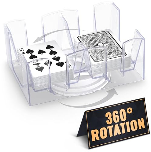 Canasta Card Holder - 6 Deck Plastic Revolving Card Game Holder Playing Cards Tray Rotating 360° Organizes Multiple Decks for Canasta, Poker and More | Lightweight, Durable with Smooth Rotation