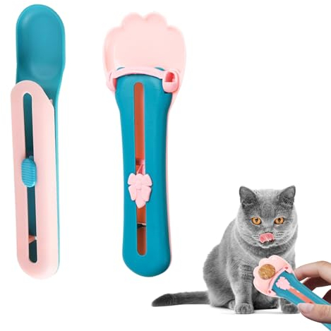 Bekecidi Cuchara para golosinas para Gatos, 2 Piezas, Herramienta ergonómica de alimentación para Gatos para Comida húmeda, bocadillos y Tiras para comederos para Gatos