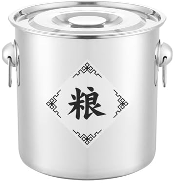 LOVIVER Recipiente para, recipiente para granos de arroz, recipiente hermético grande redondo para almacenamiento de despensa, galleta de leche y, estilo un
