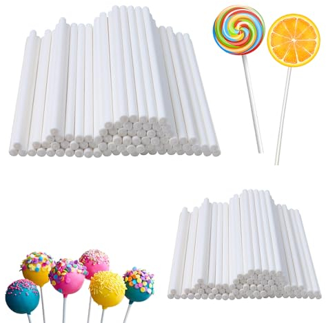 SYEYCW 200 Piezas Palitos para Piruletas de Papel Blanco, 7.3cm y 15cm Palos para Cake Pops, Palitos de Paleta de Calidad Alimentaria, para Cumpleaños, Bodas, Baby Showers, Fiestas Infantiles