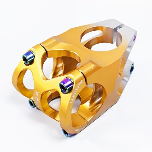 KRSCT 31.8 Fahrradvorbau, Mountainbike-Vorbau, 35 mm, kurzer Lenker, MTB-Vorbau, verstellbar, kurzer Lenkervorbau für Rennrad, E-Bike, XC, BMX, Faltrad, Gelb