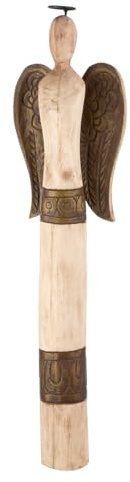 GILDE Natura Engel Figur aus Mangoholz - naturfarben - Höhe 67,5 cm - Deko Skulptur - Holzengel - Wohnaccessoire - Geschenkidee - Engelstatue