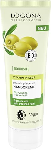 LOGONA Naturkosmetik NOURISH Handcreme intensiv - 75 ml - intensive Pflege & Schutz - mit Bio-Olivenöl - vegan & natürliche Inhaltsstoffe - für trockene & beanspruchte Hände