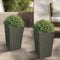 SJGUOJI 2 Pack Rattan Wicker Planters with Removable Liner Large Indoor Outdoor Planter Flower Plant Pots Garden Patio Front Porch 60.5cm (H) x 35.5cm (W) x 35.5cm (D) (Grey)