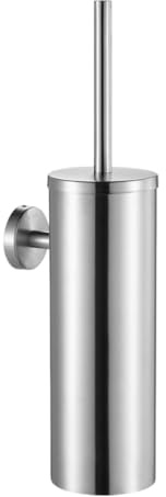NIKCORP - Hanging Toilet Brush, Wall Mounted Toilet Brush without Drilling - for Hotels, Apartments, Villas and Public Areas - Bathroom Accessories – Silver Brushed Steel
