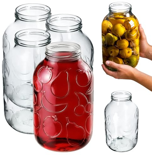 KADAX 4er Set Einmachgläser 5L, Ohne Deckel – Konservengläser für Gurken, Kombucha & Kimchi | Fermentieren, Einlegen & Einkochen