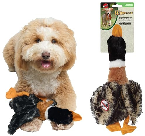 SPOT Skinneeez Mini Mallard Duck 13 Inch Stuffing-Free Plush Squeaky Dog Toy – Soft Interactive Toy for Small and Medium Dogs – Mess-Free Play for Light & Moderate Chewers – Assorted Styles
