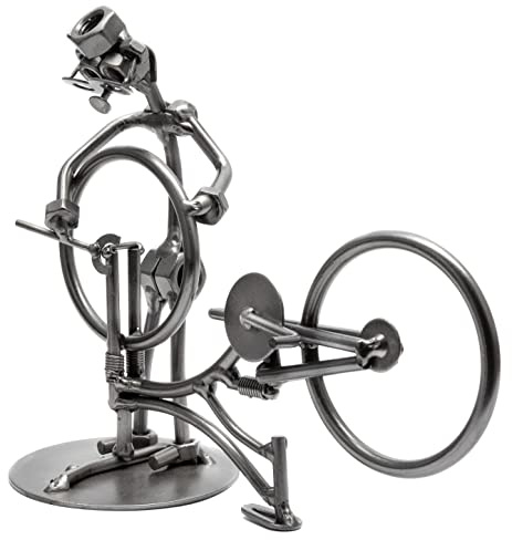 STEEMO Schraubenmännchen Fahrrad Reparatur Fahrradmechaniker Geschenk Metall-Kunst Deko 21x9x18 cm