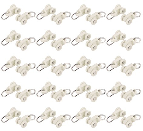 sourcing map 40 STK Gardinenröllchen für Schiene, Kunststoff Rad Oval Ring Vorhang Spur Stützrollen 10mm Durchmesser Weiß de