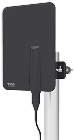 TM Electron TMANT015 antena para televisor de interior o exterior, con amplificador incorporado 40dB, ultra compacta, orientación 360º, montaje en pared o mástil y resistente a la intemperie
