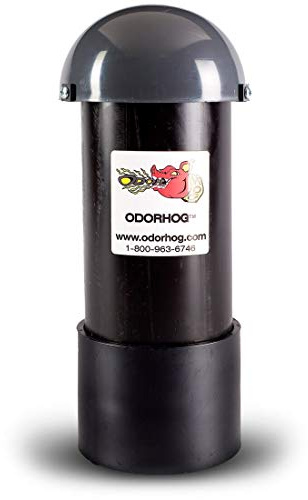 OdorHog Vent Stack Pipe Filter 4 Sizes, Black ABS with Mushroom Cap, Removes Outdoor Septic and Sewer Odors (4.0-inch)