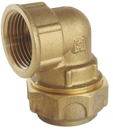 SOMATHERM FOR YOU, Raccord coudé laiton serrage extérieur 25mm PE, femelle 3/4, étanchéité optimale, pression 20 bars, température +5°C à +80°C, norme ACS, durable et fiable