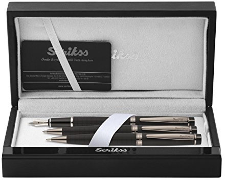 Scrikss Elegance Honour 38 Elegant Writing Set Fountain Pen and Mechanical Pencil Matt Black
