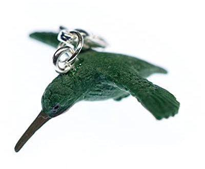 Miniblings Kolibri Vogel Charm Zipper Pull grün Gummi - Handmade Modeschmuck I Kettenanhänger versilbert - Bettelanhänger Bettelarmband - Anhänger für Armband