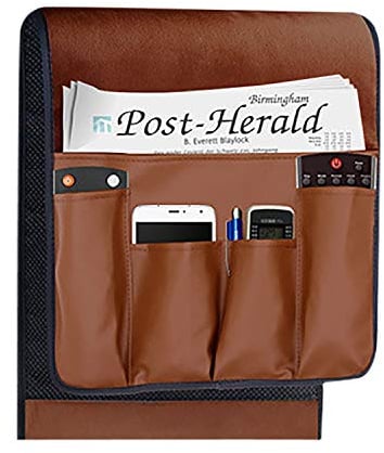 JINTN Leather Suede Sofa Couch Chair Armrest Organizer Non-Slip Space Saver Caddy Holder for TV Remote Control Holder Organizer Cell Phones Books Magazines Sofas Armchairs