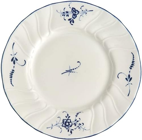 Villeroy & Boch Vieux Luxembourg Brotteller 6er Set, 16 cm, Kleiner Beilagenteller mit klassischem Dekor, Premium Porzellan, Weiß/Blau