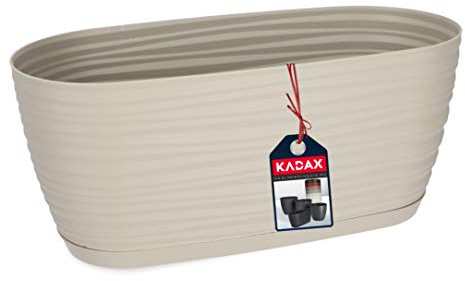 KADAX Blumentopf mit Untersetzer, Blumenkübel, Pflanzkübel für Innen, Leichter Pflanztopf aus Kunststoff, Übertopf für Blumen, Pflanzen, Haus, Zimmer, Pflanzgefäß (27cm, grau)