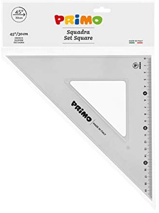 Morocolor PRIMO, Squadra 45° 30 cm, Color grigio fumé, Antiriflesso, Stabile e resistente, Lettura facilitata, Alta precisione, Ideale per il disegno tecnico