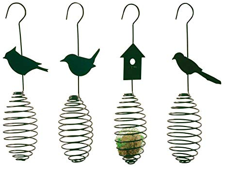 5 Stück Esschert Design Futterfeder, Vogelfutter-Spirale, Halterung für Futterball, Futterkugel, Sortiert, ca. 9,8 cm x 7,7 cm x 35,2 cm